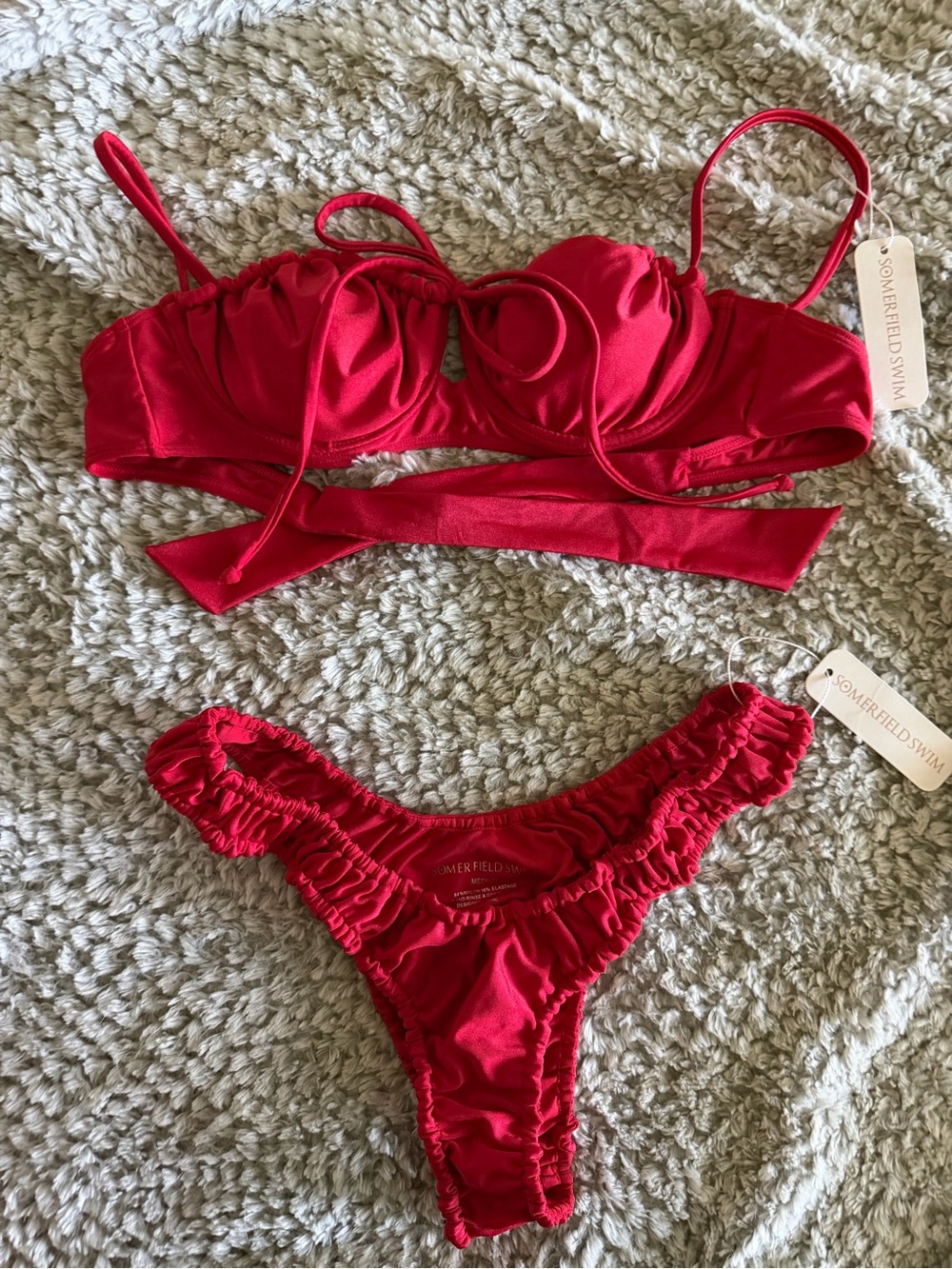 NWT Somerfield Swim Red Ruffle Bikini Set